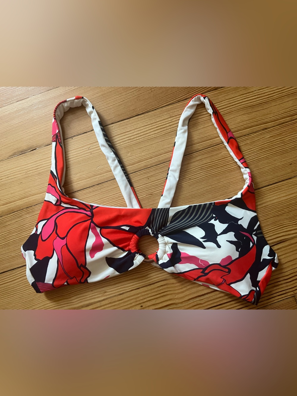 Vince Camuto Red, Pink, Blue & White Floral Bralette Swim Top